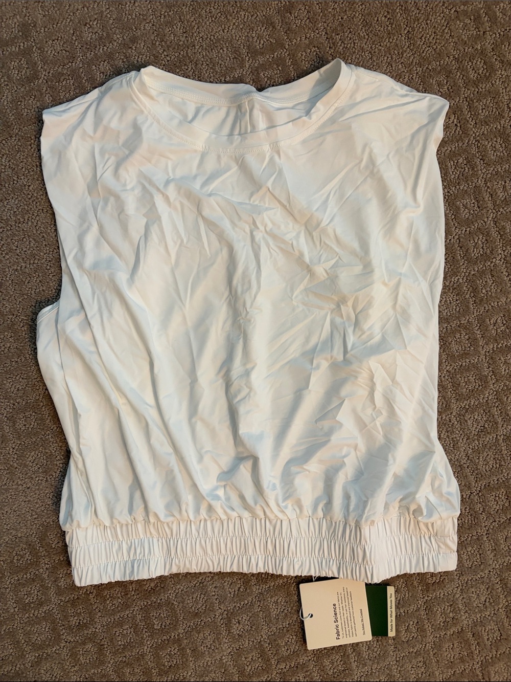 HALARA White Elastic-Hem Sleeveless Tank Top